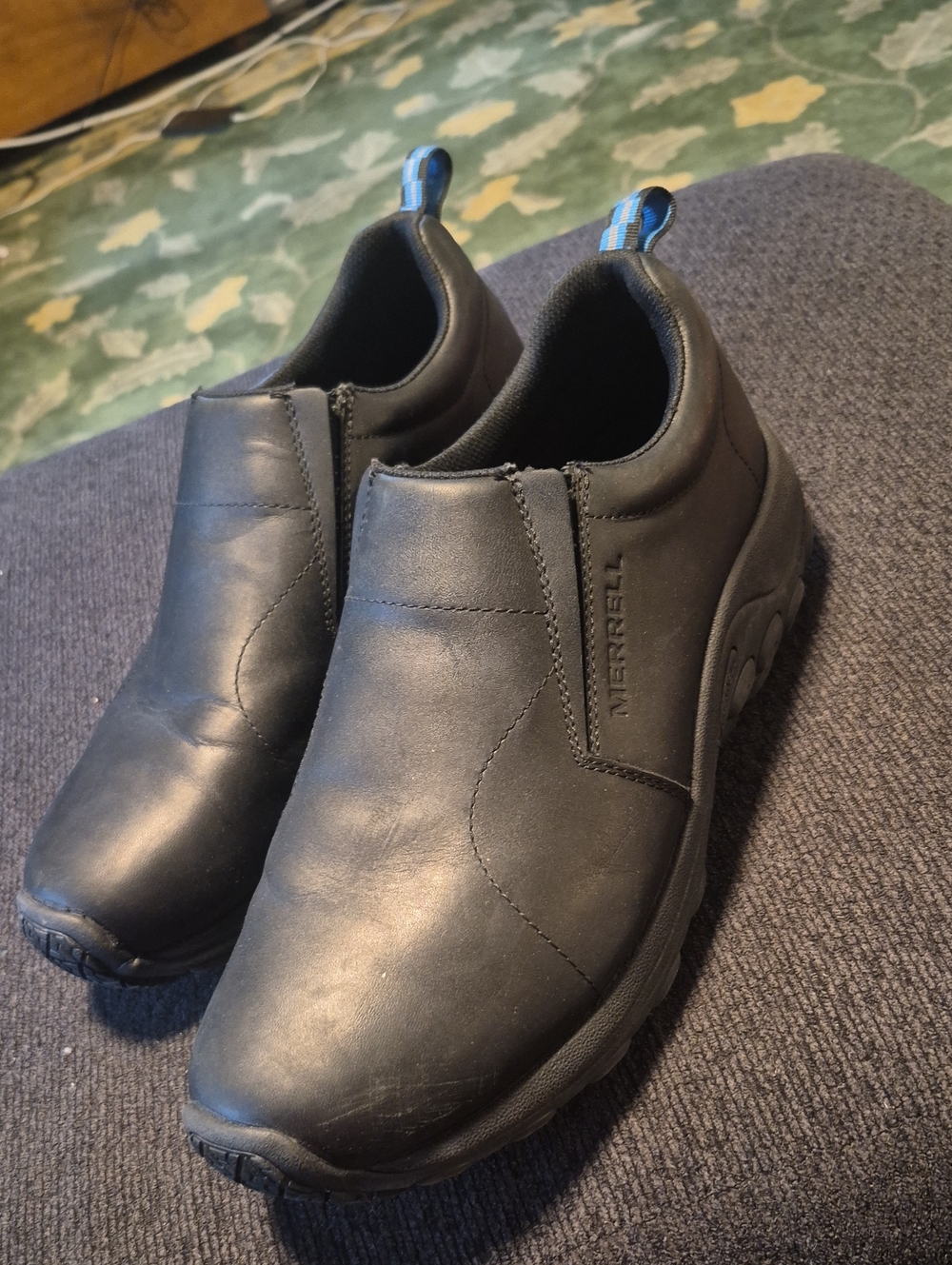 Merrell Men's Black Slip-On Leather Comfort Loafers